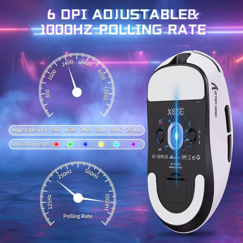 Souris Gaming Sans Fil ATTACK SHARK X8SE – Édition Blancheimage 4