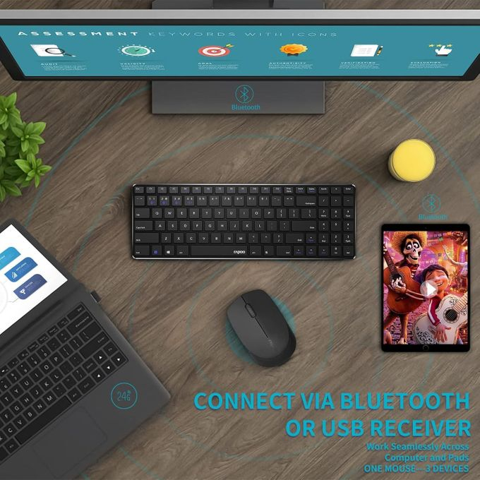 Souris Sans Fil Multi-Mode Rapoo M100G Silent | Bluetooth 5.0 & 2.4G | 2400 DPI image 3