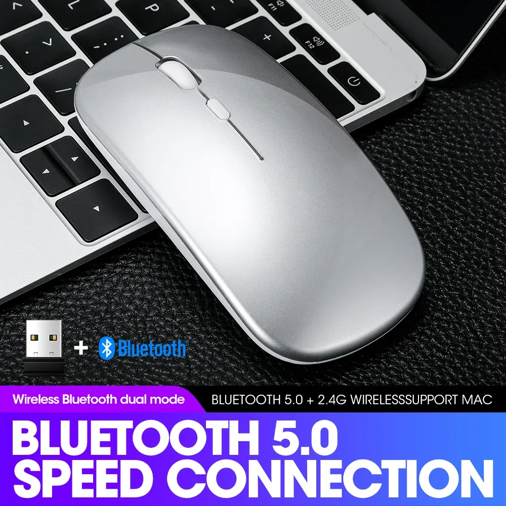 Souris Sans Fil Slim Rechargeable – Souris Optique Bluetooth + 2.4GHz Ultra-Fine pour Bureau et Télétravail image 3