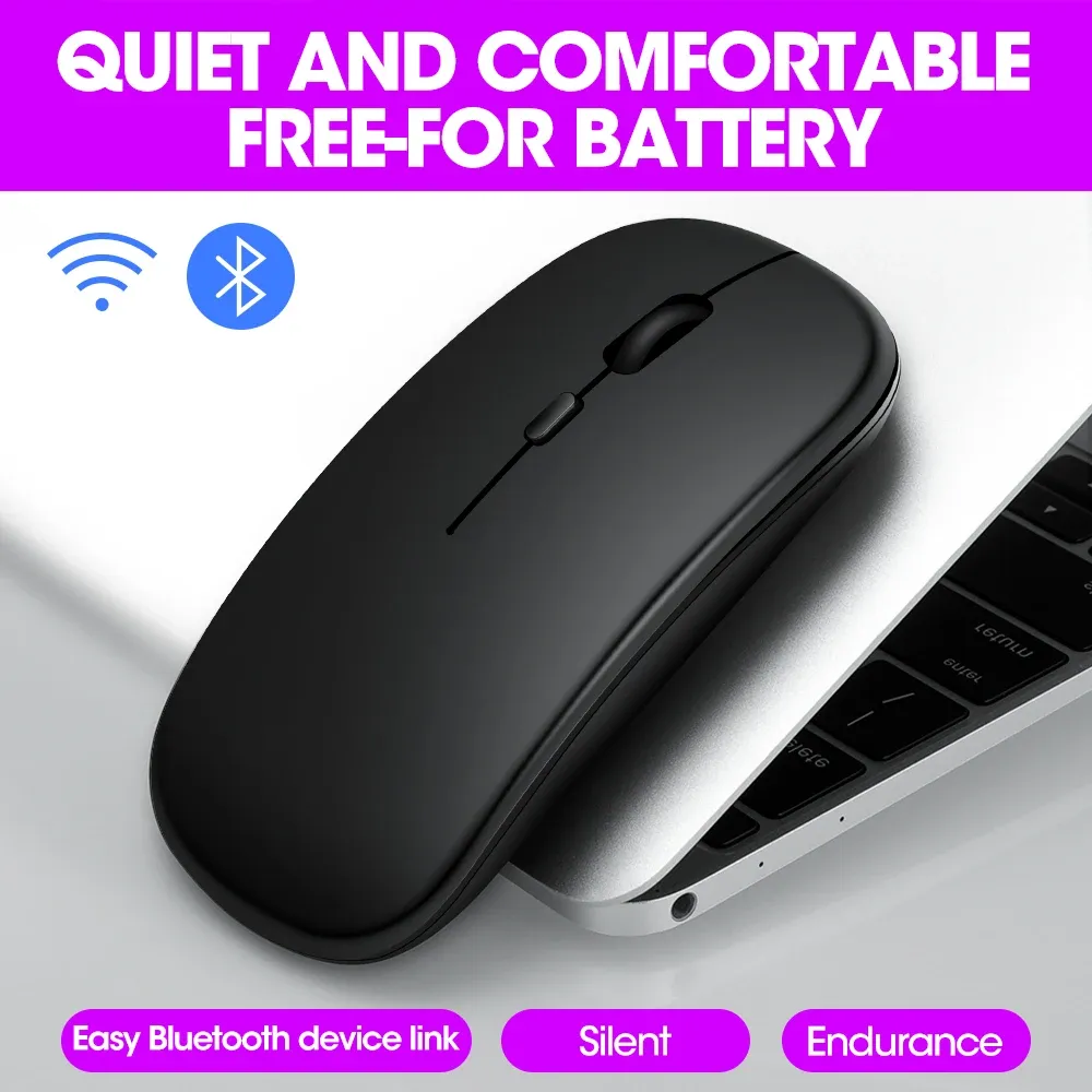 Souris Sans Fil Slim Rechargeable – Souris Optique Bluetooth + 2.4GHz Ultra-Fine pour Bureau et Télétravailimage 4