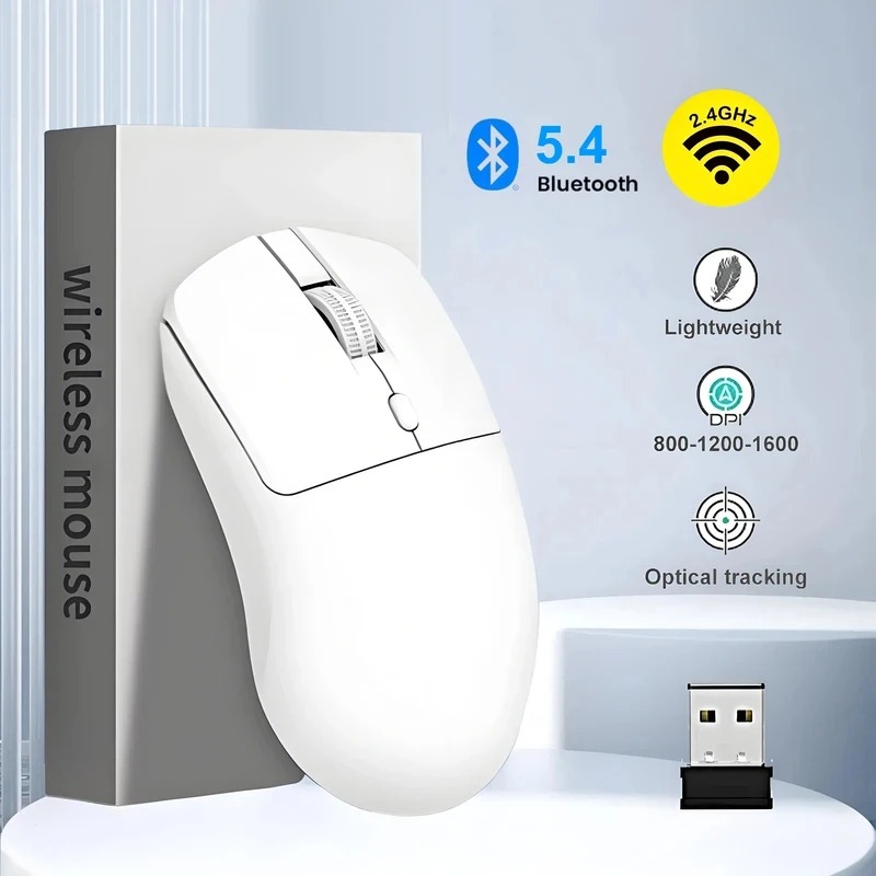 Souris Sans Fil Ultra-Nomade | Bluetooth 5.4 + 2.4G | Souris Ergonomique Rechargeable pour Ordinateur Portable, PC, Bureau & Déplacements (800-1600 DPI)