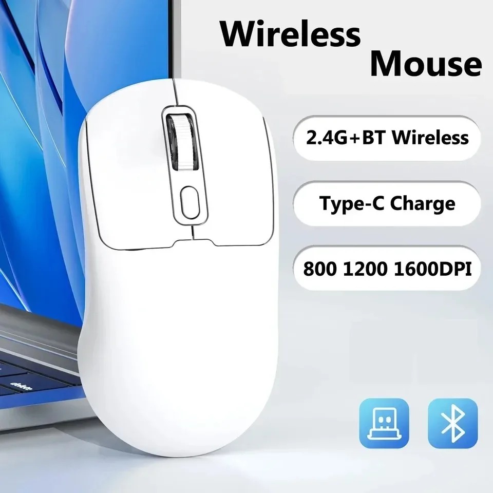 Souris Sans Fil Ultra-Nomade | Bluetooth 5.4 + 2.4G | Souris Ergonomique Rechargeable pour Ordinateur Portable, PC, Bureau & Déplacements (800-1600 DPI)image 4
