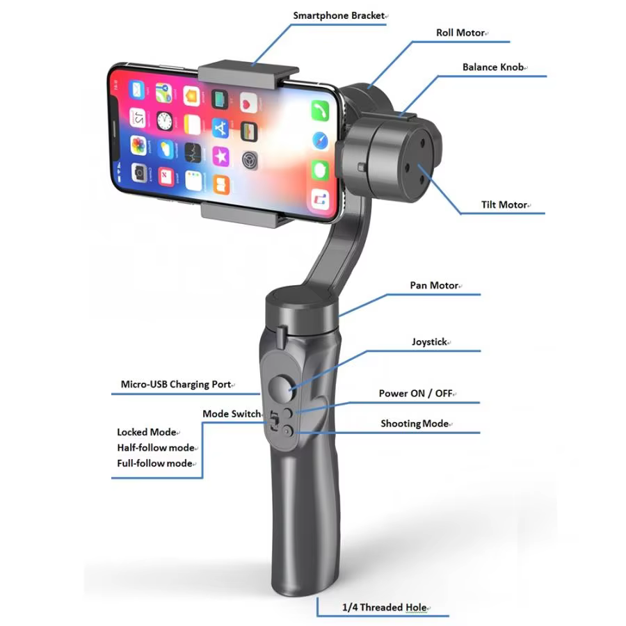 Stabilisateur pour Téléphone Anti-Tremblement H4 - 3 Axesimage-2