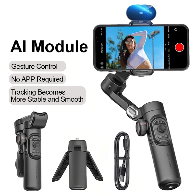 Stabilisateur Smartphone AOCHUAN Smart XE – Gimbal 3 Axes avec Lumière Intégréeimage-2