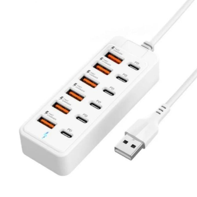 GENERALE - Station de Charge Rapide USB 12 Ports – Multiprise Hub 66W avec 6 USB-C et 6 USB-A