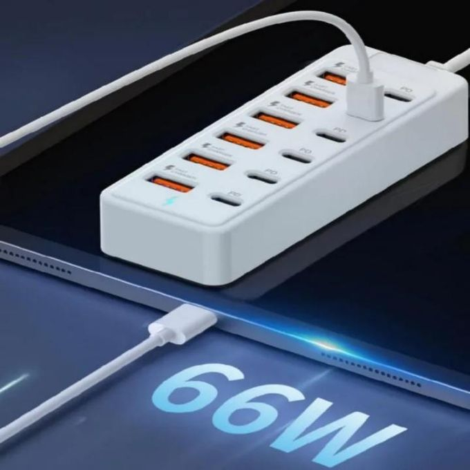 Station de Charge Rapide USB 12 Ports – Multiprise Hub 66W avec 6 USB-C et 6 USB-Aimage-2