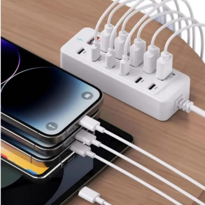 Station de Charge Rapide USB 12 Ports – Multiprise Hub 66W avec 6 USB-C et 6 USB-A image 3