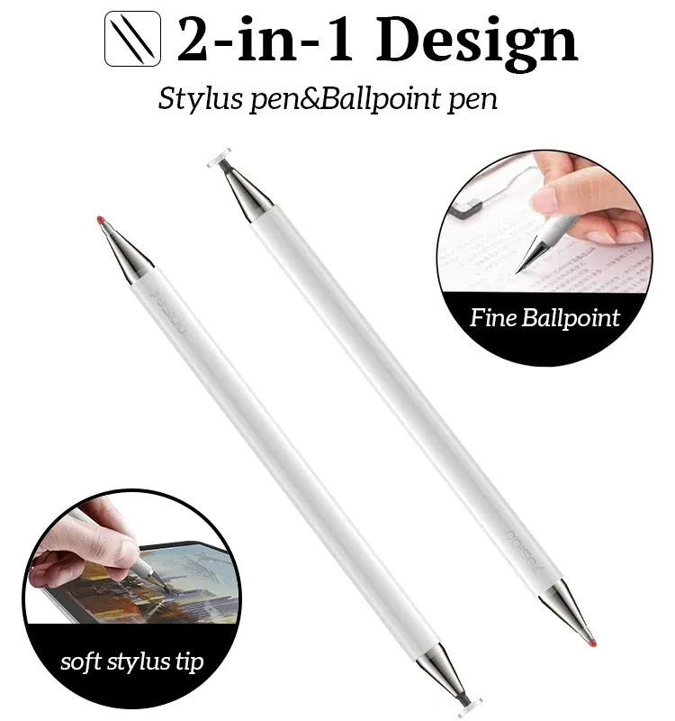 Stylet ST04 2-en-1 pour Tablette & PC – Stylet Capacitif Actif pour Dessin & Écriture avec Stylo à Bille Intégré image 1