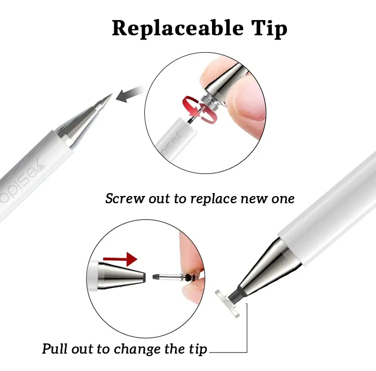 Stylet ST04 2-en-1 pour Tablette & PC – Stylet Capacitif Actif pour Dessin & Écriture avec Stylo à Bille Intégréimage-2