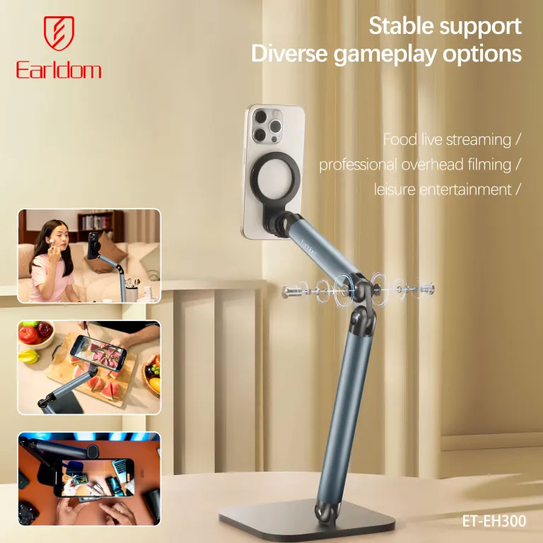 Support Bureau Magnétique 2-en-1 en Alliage d'Aluminium – Pour Live & Vue de Dessusimage 4