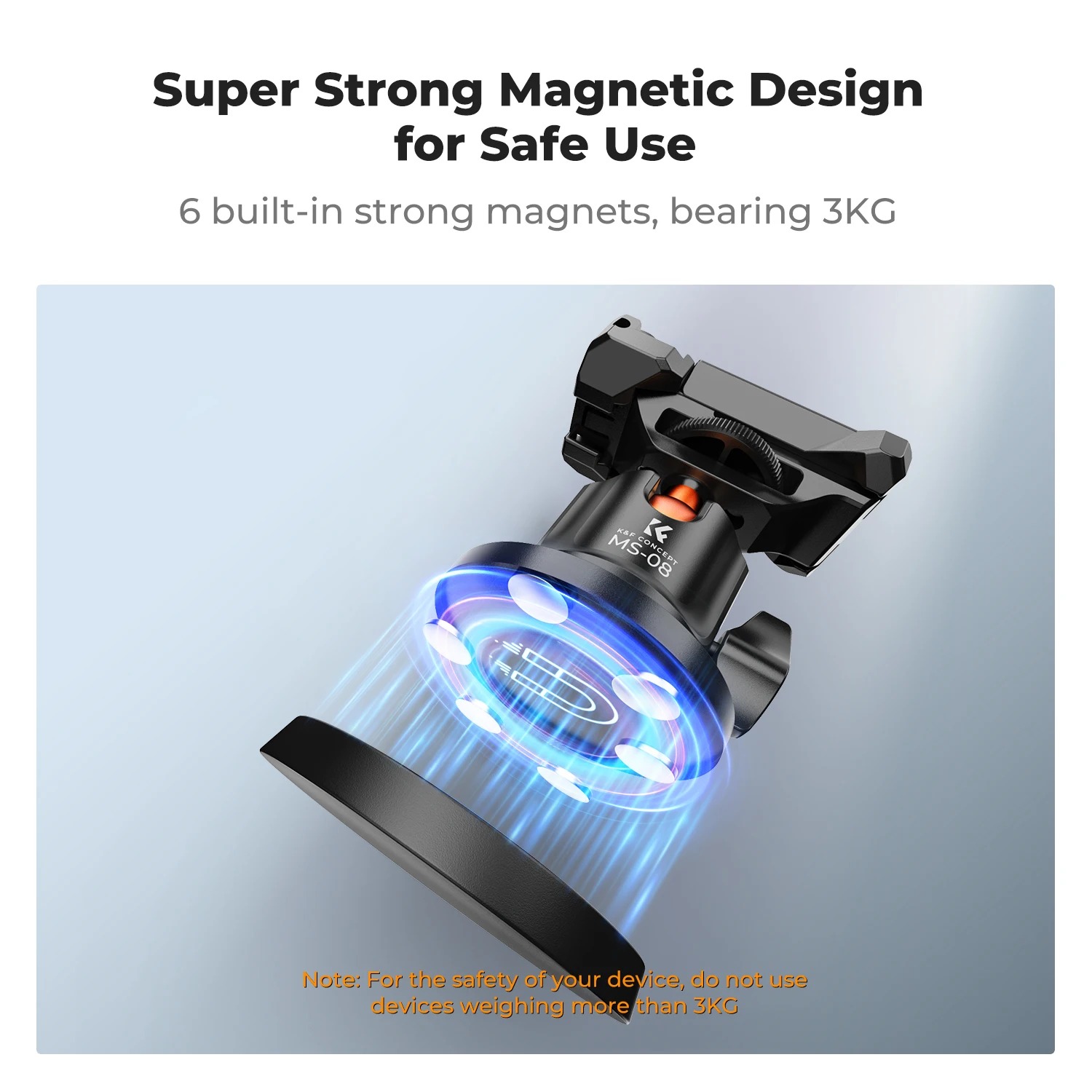 Support de Caméra Magnétique K&F Concept – Fixation 360° pour GoPro Hero 12/11/10, DJI Osmo Action, Insta360image-2