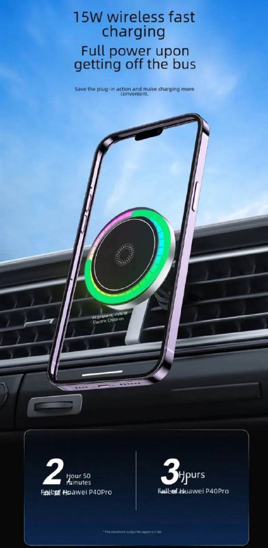 Support de Téléphone Magnétique pour Voiture avec Chargeur sans fil image 3