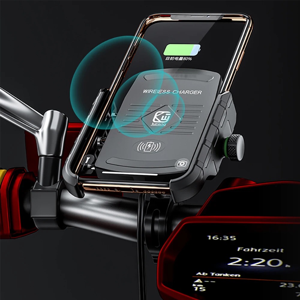 Support de Téléphone Moto avec Chargeur Sans Fil pour Guidon image 3