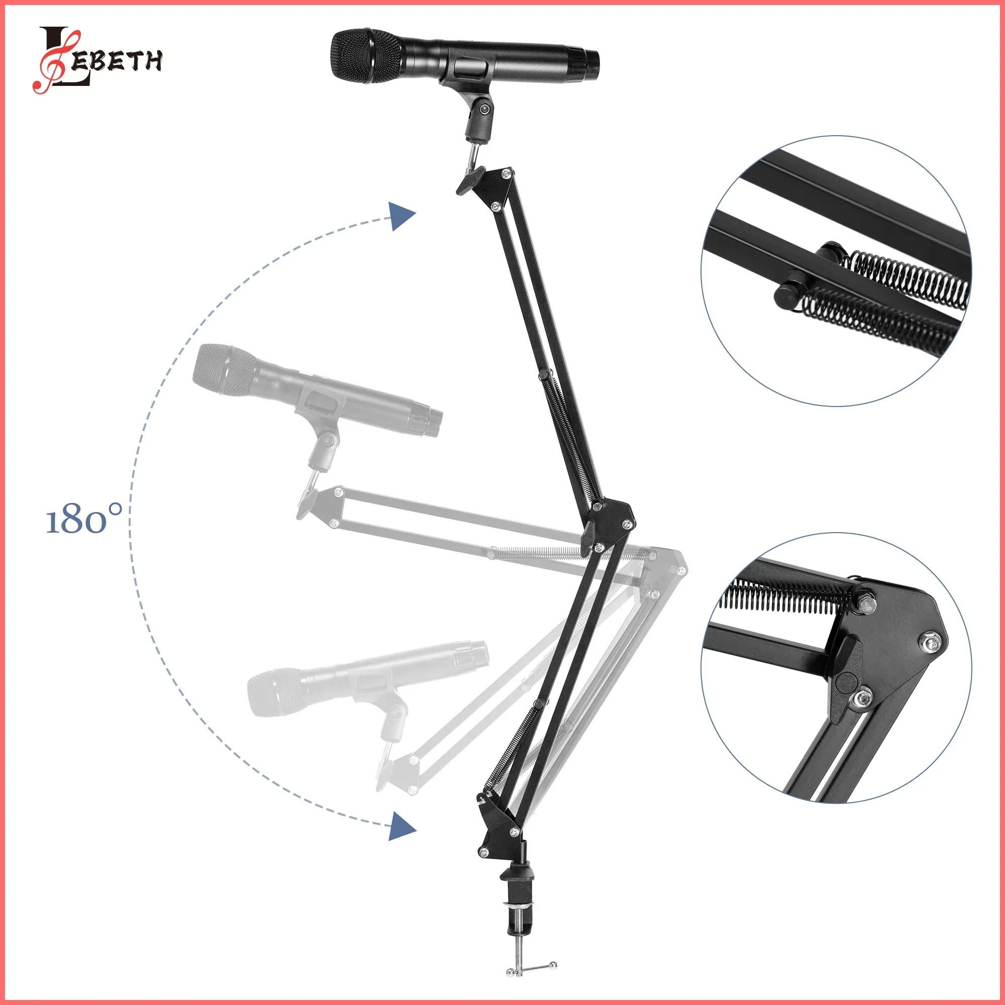 Support Microphone Ciseaux XB-35A Professionnel – Bras Articulé de Bureau, Pied Micro Orientable, Idéal Streaming, Podcast image 3