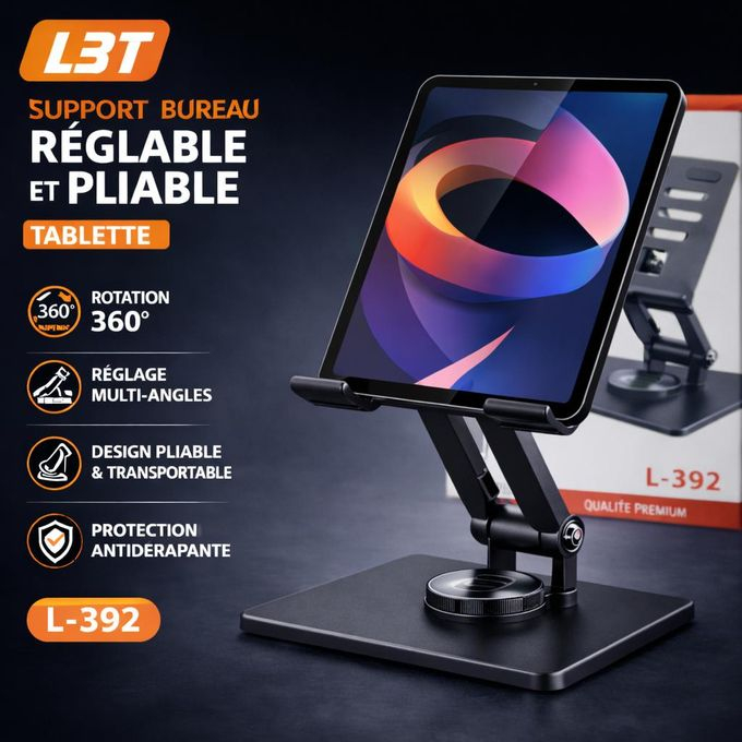 Support Ordinateur et Tablette en Acier au Carbone – Support de Bureau Rotation 360° Ultra-Robuste image 3