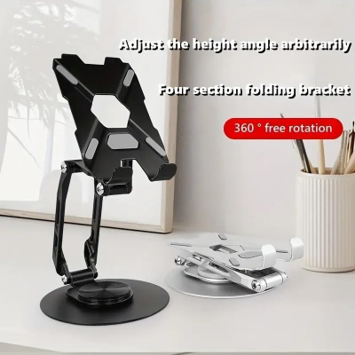 Support Rotatif de Bureau pour Téléphone et Tablette – Support Métallique Réglable en Hauteur et Angle