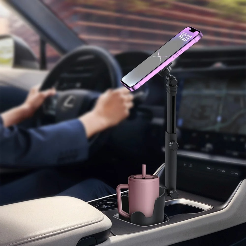 Support Téléphone et Porte-Gobelet Voiture 2-en-1 – Fixation Universelleimage-2
