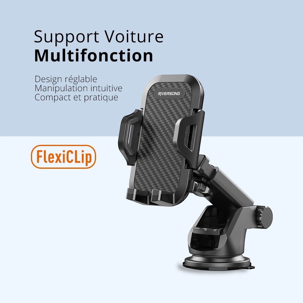 Support Voiture RIVERSONG Flexiclip CH05 – Bras Flexible, Fixation à Succion Super Puissante, 360° Réglable, Noir image 3
