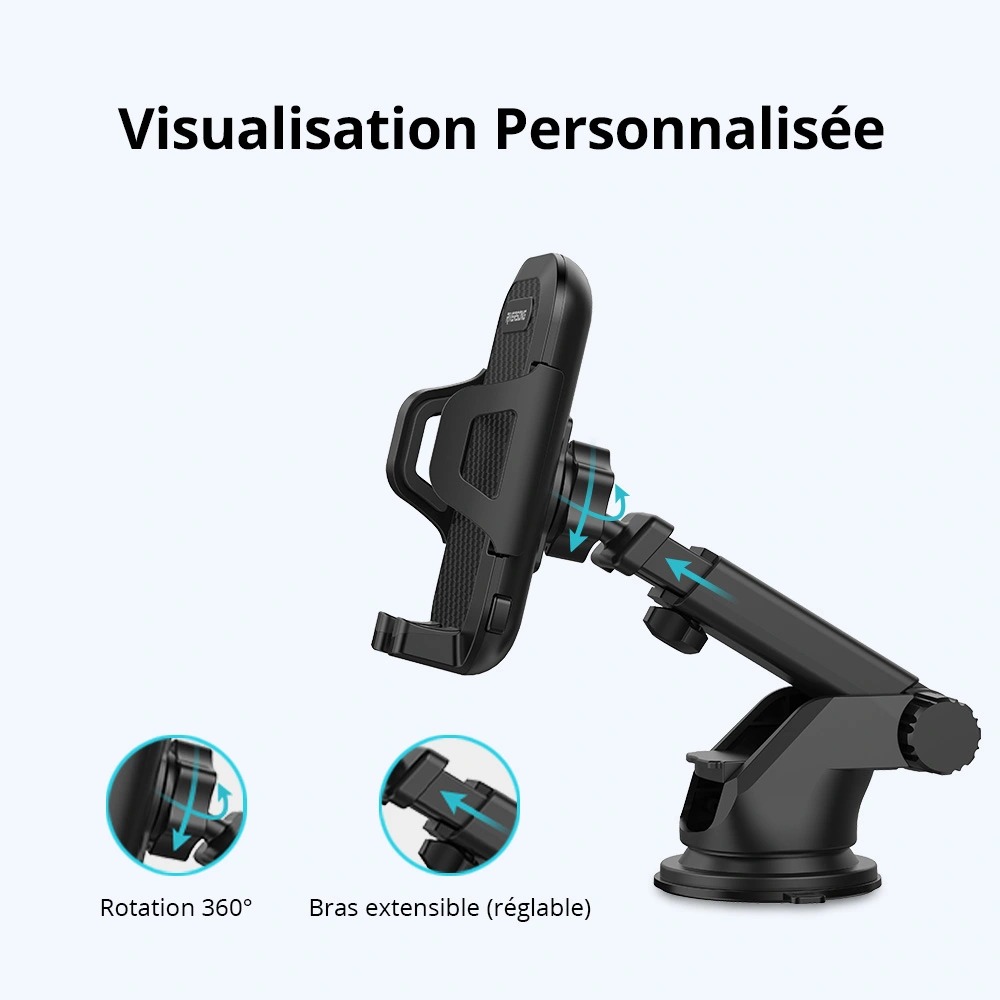 Support Voiture RIVERSONG Flexiclip CH05 – Bras Flexible, Fixation à Succion Super Puissante, 360° Réglable, Noirimage 4
