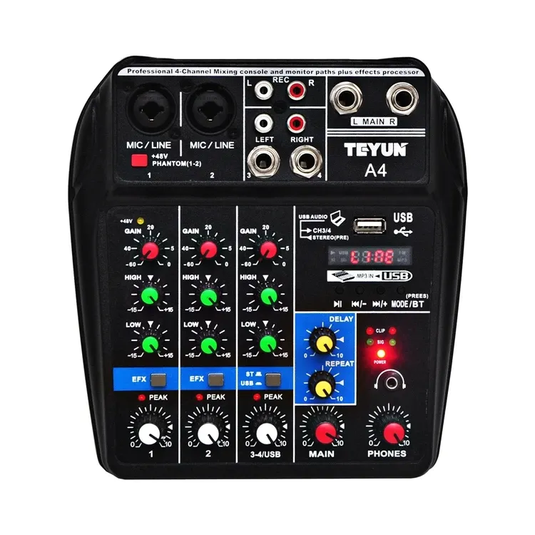 TEYUN A4 Pro – Table de Mixage Numérique et Interface Audio USB pour PC