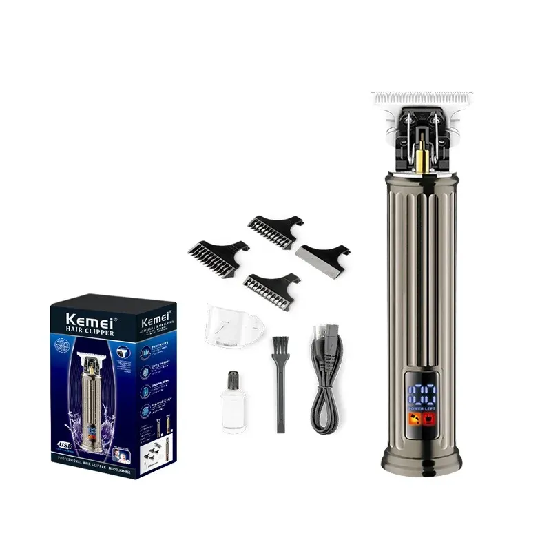 Tondeuse à Cheveux Rechargeable Kemei KM-862 Argentée – Moteur Puissant, Lame Précision & Sans Fil