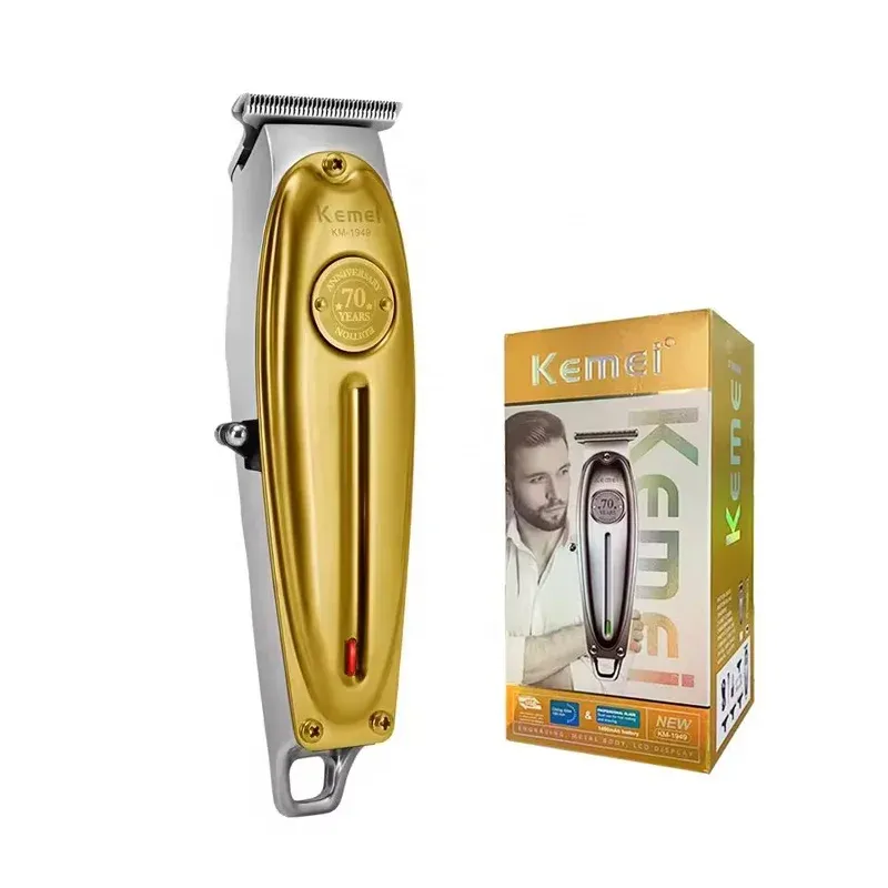 Tondeuse de Finition Kemei KM-1949 Pro Tout Métal – Lame T-Blade Acier Inoxydable, Recharge Rapide USB & Sans Fil
