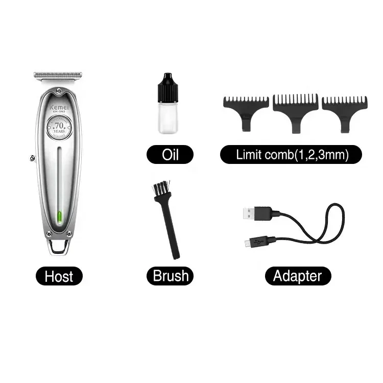 Tondeuse de Finition Kemei KM-1949 Pro Tout Métal – Lame T-Blade Acier Inoxydable, Recharge Rapide USB & Sans Filimage-2