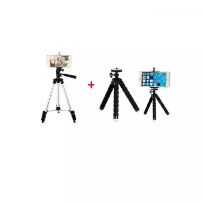 GENERALE - Trépied Support Télescopique en aluminium Pour Appareil Photo 102 cm Avec sacoche de protection et Mount pour smartphone , Tripod Gris + Mini Tripied