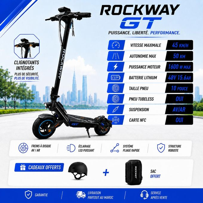 Trottinette Électrique Rockway GT 1600W – Modèle Sportif Puissant 45 km/h image 1