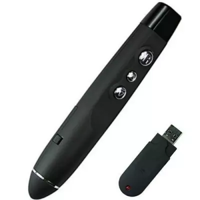 GENERALE - Universal PPT Remote Control RF Wireless Red Pointer Presentation Device (BLACK FINISH) With Page Up/down Presentation Function And More