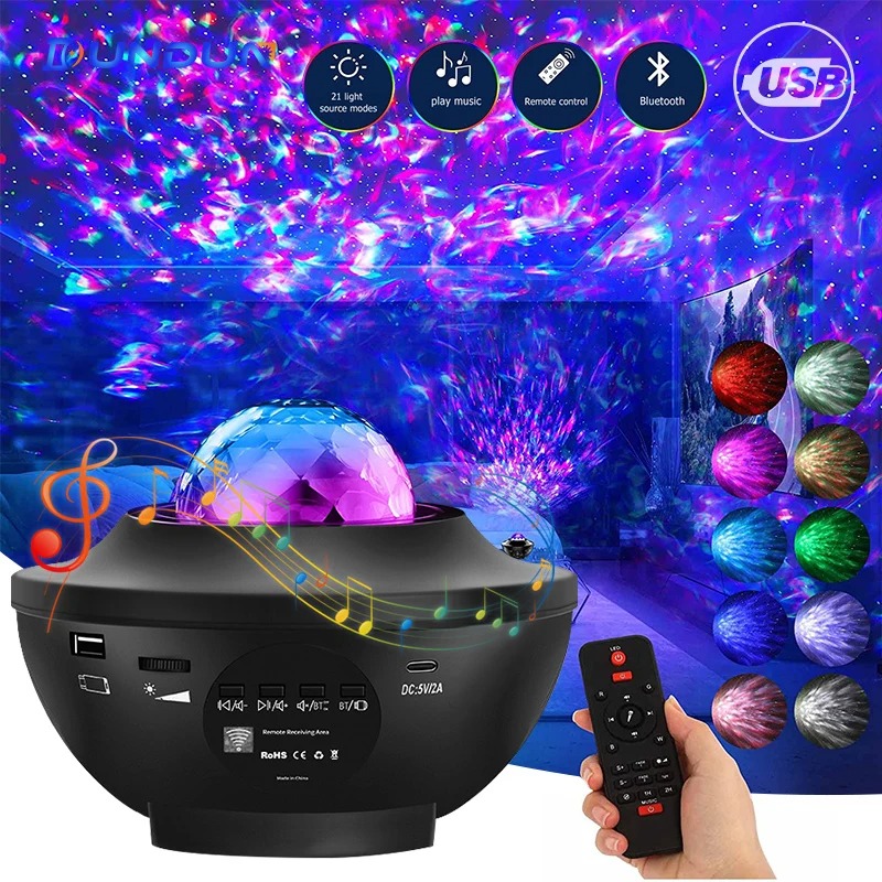 Veilleuse Étoiles Enfants - Projecteur Ciel Étoilé Bluetooth USB - Cadeau Romantique - Lampe Projection Galaxieimage-2