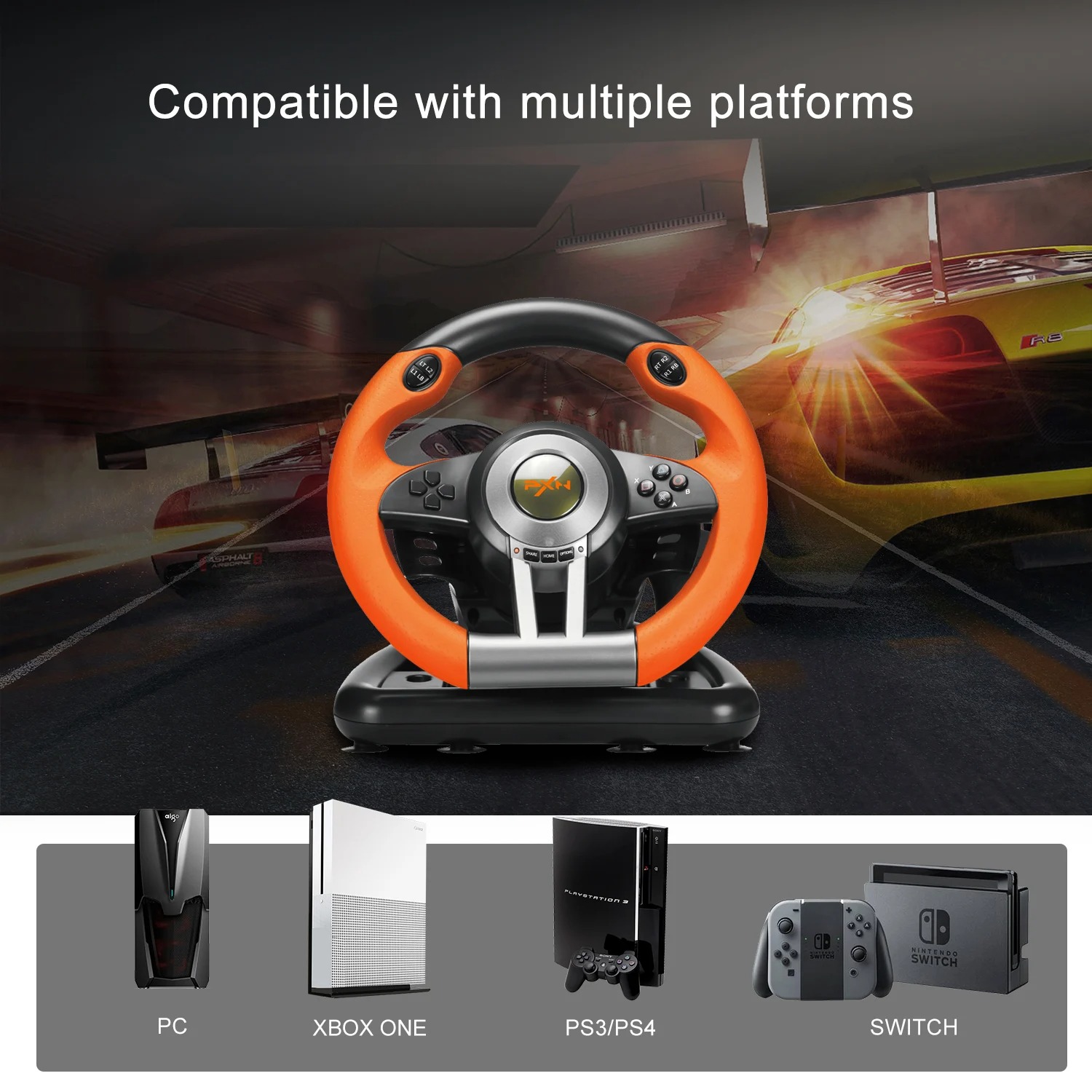 Volant de Jeu PXN V3 Pro – Simulateur de Course 180° Multi-Plateformesimage-2