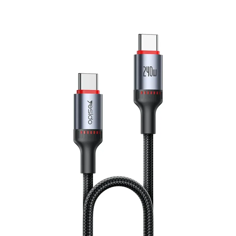 Yesido CA185 240W 1.2M Type-C to Type-C Cable – Câble de Charge Rapide Power Delivery 240W & Transfert de Données USB 2.0