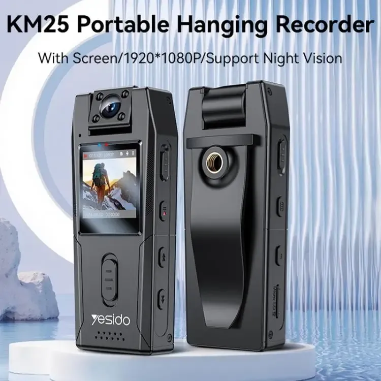 Yesido KM25 Mini Caméra Piéton & Enregistreur Vidéo 1920x1080p – Caméra Nomade avec Écran 1,3 Pouce & Vision Infrarouge