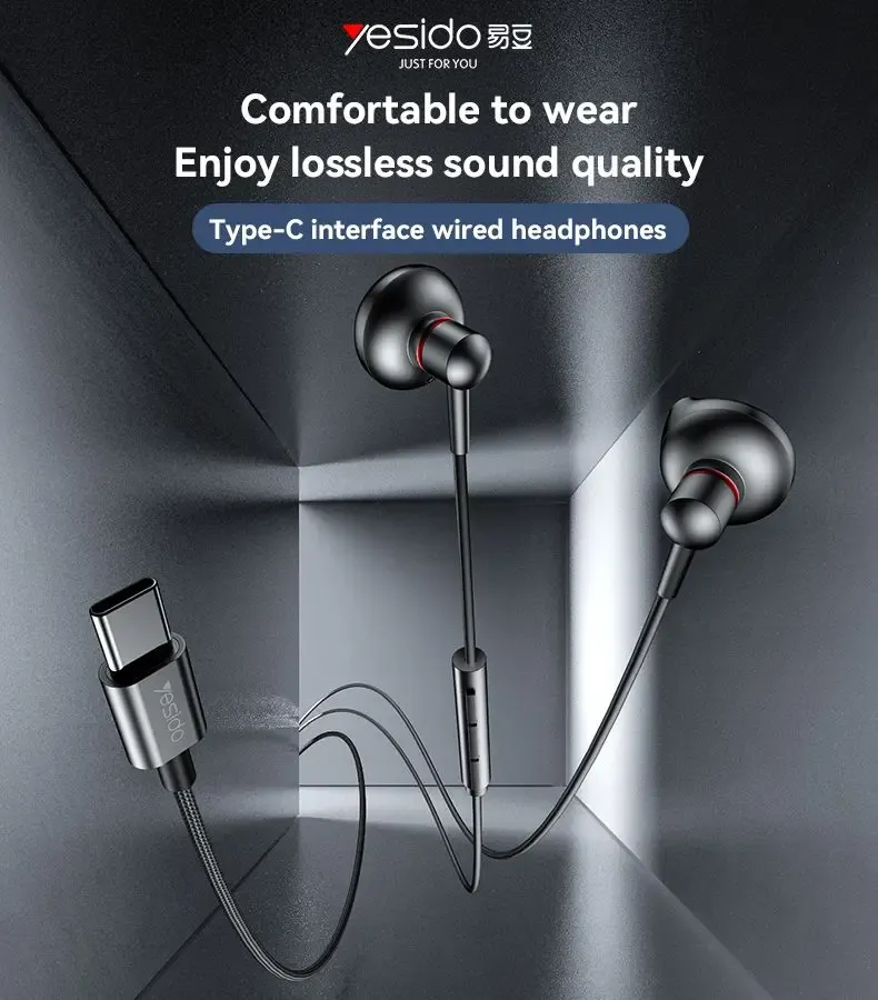 Yesido YH49 Type-C In-Ear Headphones – Écouteurs Filaires USB Type-C en Alliage d'Aluminium avec Micro & Télécommandeimage-2