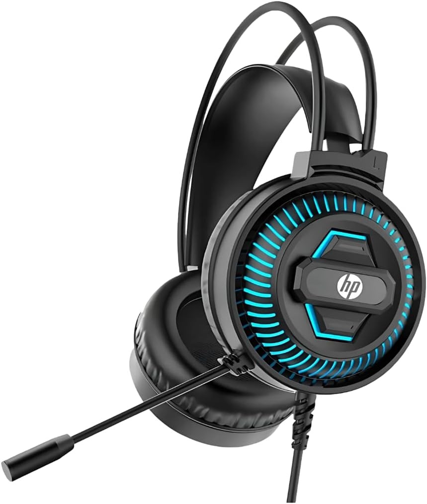 Casque Gaming HP DHE-8001 Black – Son Stéréo Immersif et Rétroéclairage LED Bleu. image 1