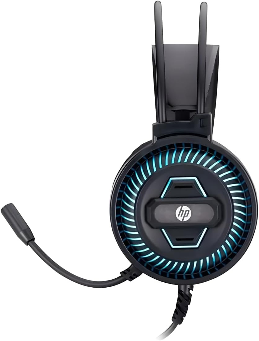 Casque Gaming HP DHE-8001 Black – Son Stéréo Immersif et Rétroéclairage LED Bleu.image-2