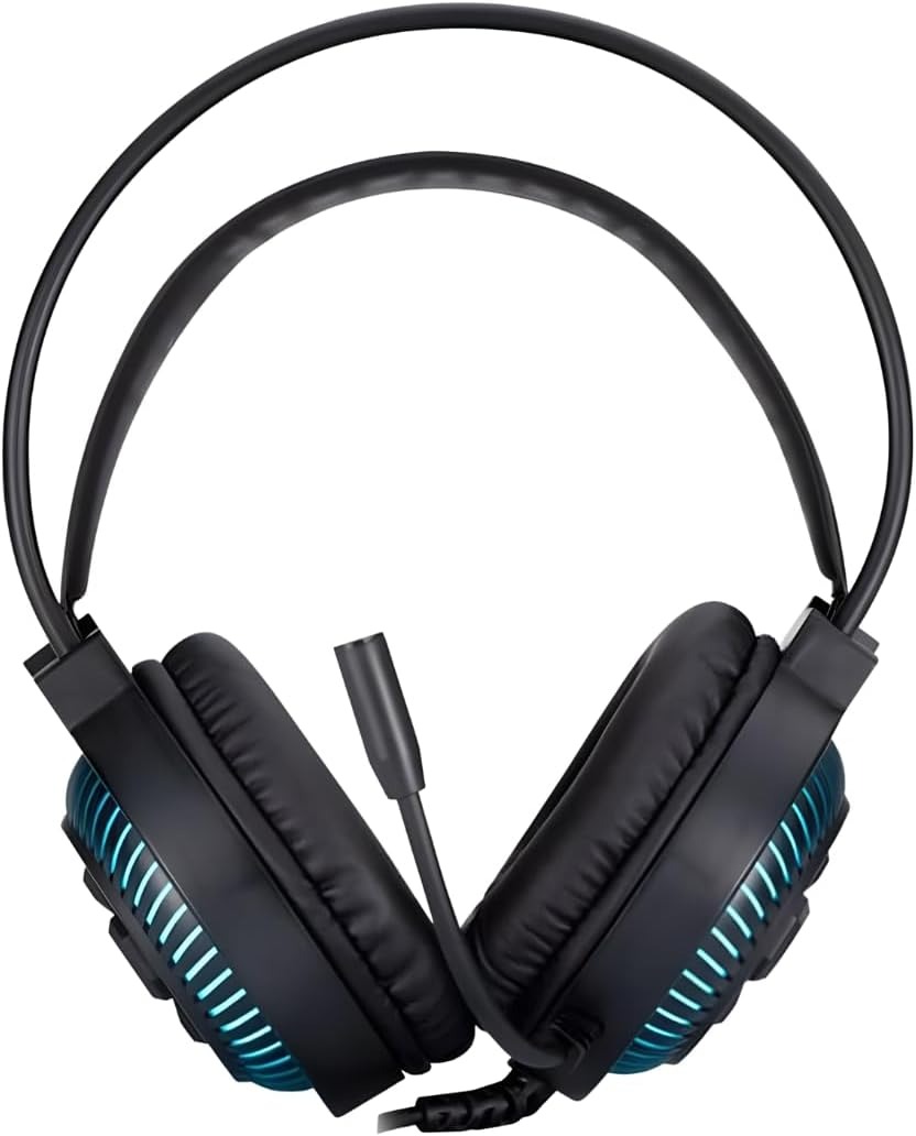 Casque Gaming HP DHE-8001 Black – Son Stéréo Immersif et Rétroéclairage LED Bleu. image 3