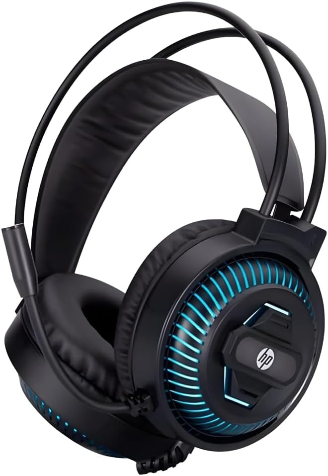 Casque Gaming HP DHE-8001 Black – Son Stéréo Immersif et Rétroéclairage LED Bleu.image 4