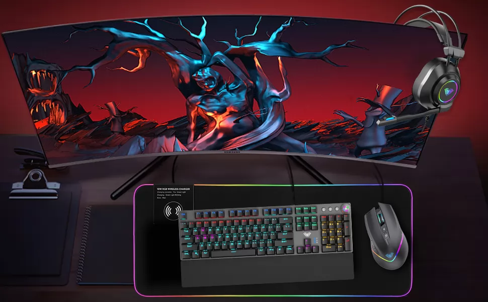 Aula S2016 CLAVIER DE JEU MÉCANIQUE Bouton multimédia 104 touches Anti-ghosting RGB-0