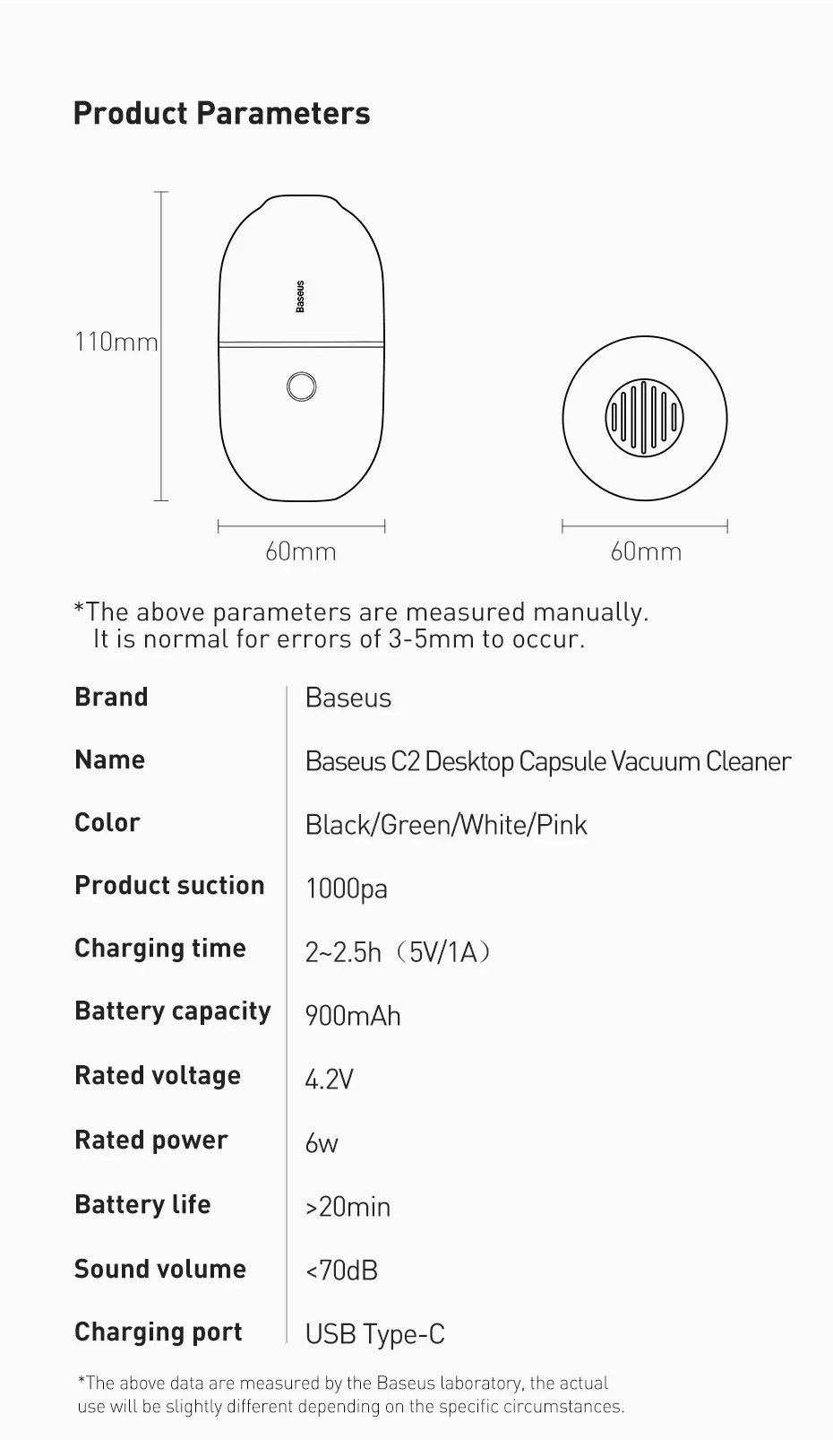 BASEUS C2 Mini aspirateur portable -8