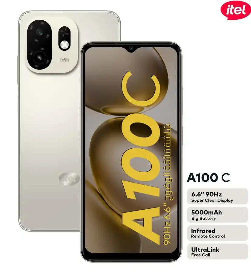Smartphone itel A100C (64 Go / 6 Go RAM) — Téléphone Écran 6.6 Pouces & Batterie 5000 mAh