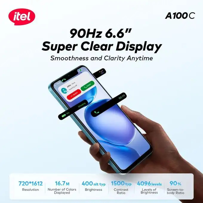 Smartphone itel A100C (64 Go / 6 Go RAM) — Téléphone Écran 6.6 Pouces & Batterie 5000 mAh image 3