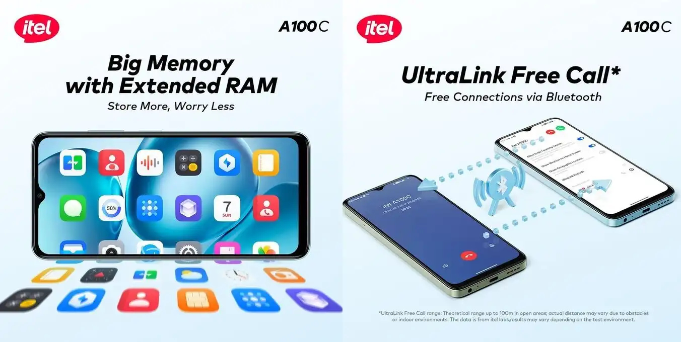 Smartphone itel A100C (64 Go / 6 Go RAM) — Téléphone Écran 6.6 Pouces & Batterie 5000 mAhimage 4