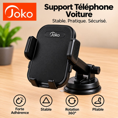 JOKO CH-04 Pro Hold – Support Voiture Universel avec Ventouse Haute Adhérence pour Pare-Brise & Tableau de Bord