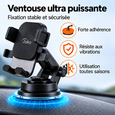 Joko JK-H10 SuctionGrip – Support Voiture Téléphone à Ventouse Puissante & Rotation 360°