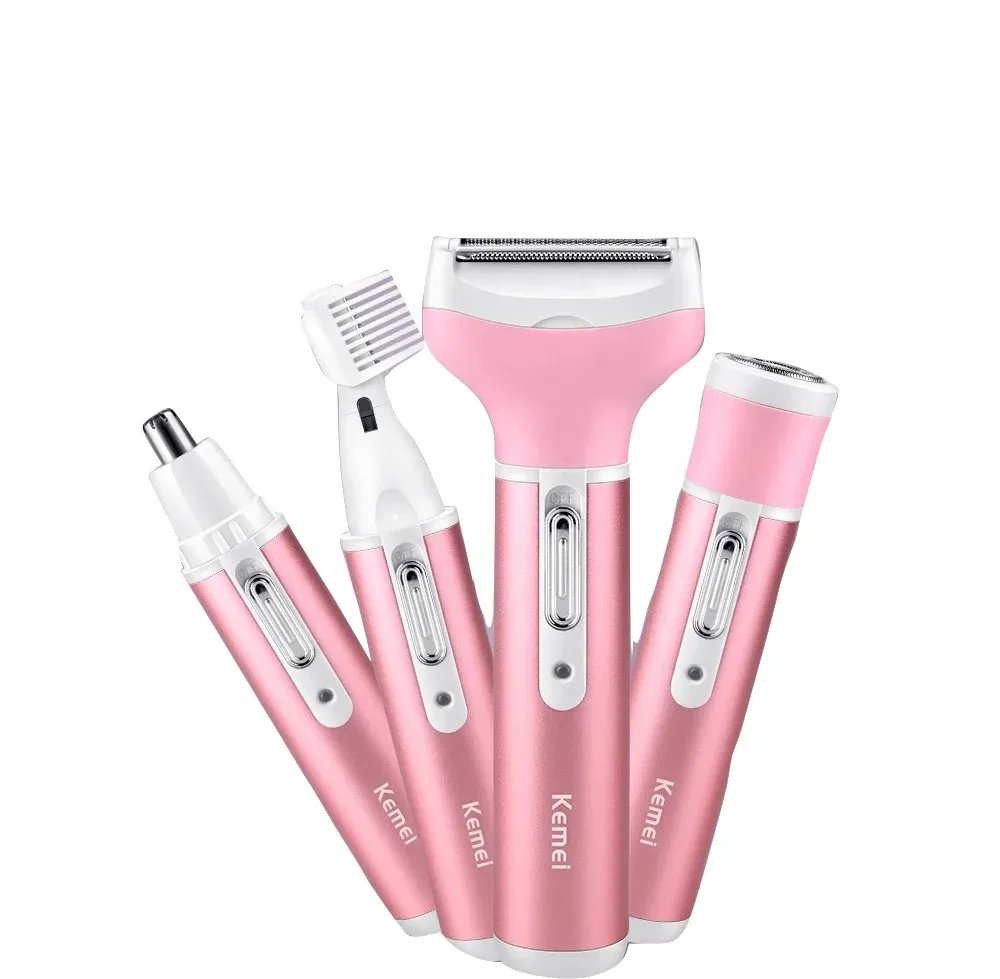 Kit Épilateur & Rasoir Électrique 4-en-1 Kemei KM-6637 – Épilation Visage, Sourcils, Nez & Corps pour Femmesimage-2