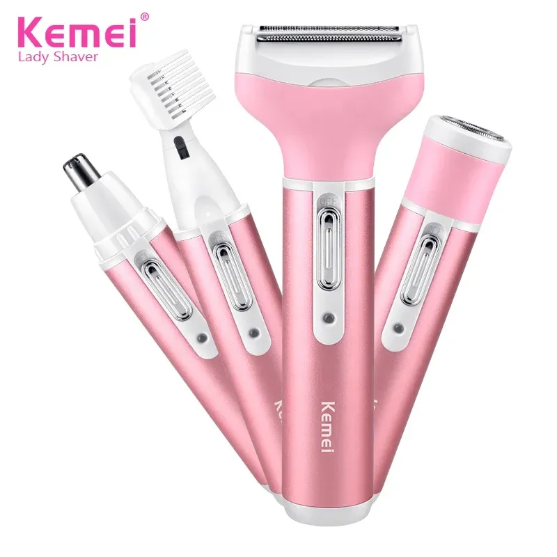 Kit Épilateur & Rasoir Électrique 4-en-1 Kemei KM-6637 – Épilation Visage, Sourcils, Nez & Corps pour Femmes image 3