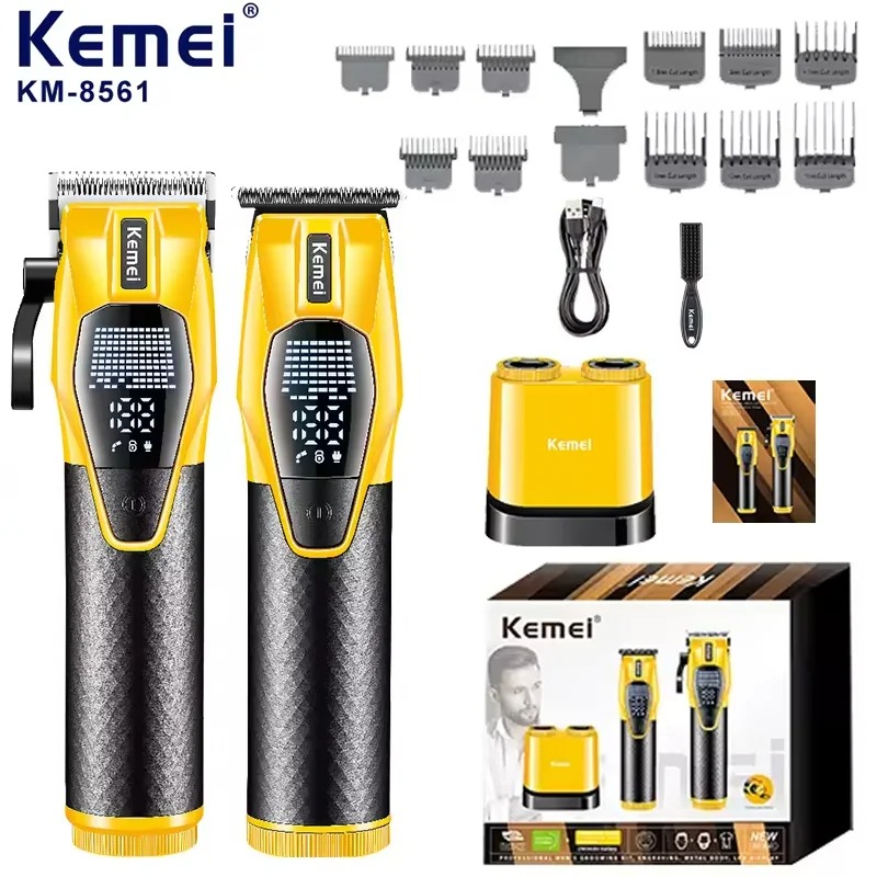 Kit Tondeuse à Cheveux Professionnelle Kemei KM-8561 – Nouveau Modèle Salon, Coupe Précision & Sans Fil
