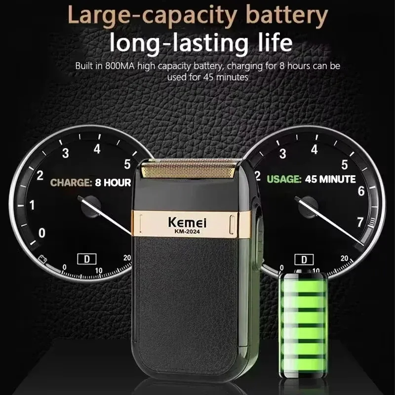 Rasoir Électrique Alternatif Kemei KM-2024 – Étanche IPX4, Double Grille & Rechargeable USBimage-2
